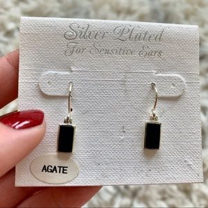 Sterling Silver Black Agate Earrings